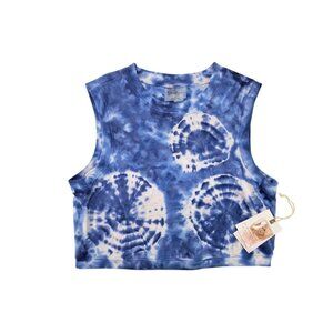 Jessica Simpson Active XS Blue Tie-Dye Cropped Tank Top Sleeveless Muscle Tee